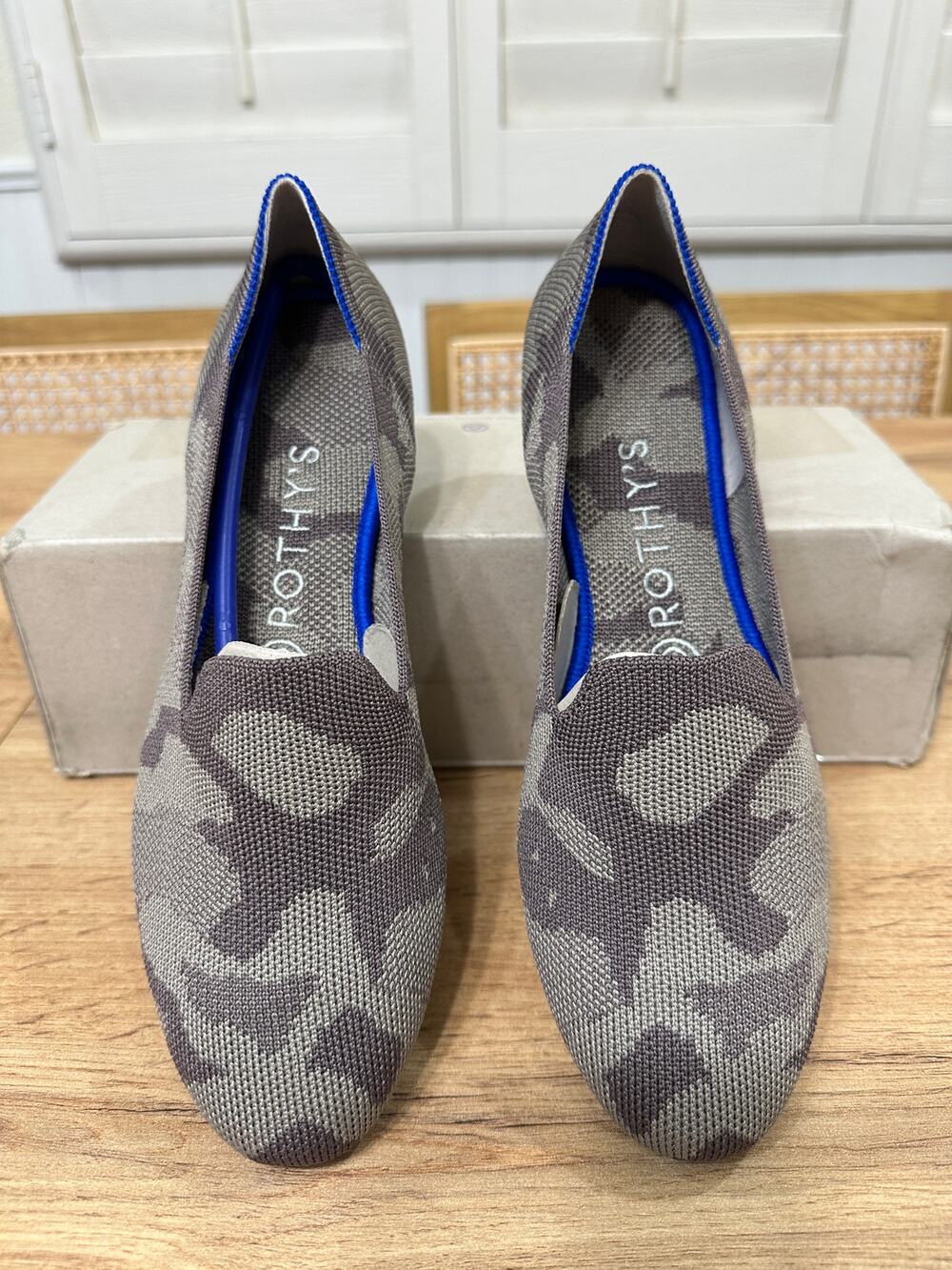 Rothy's Mink Camo Round Toe Slip On Flats Knit Gray Camo Size 8 NIB Office Work